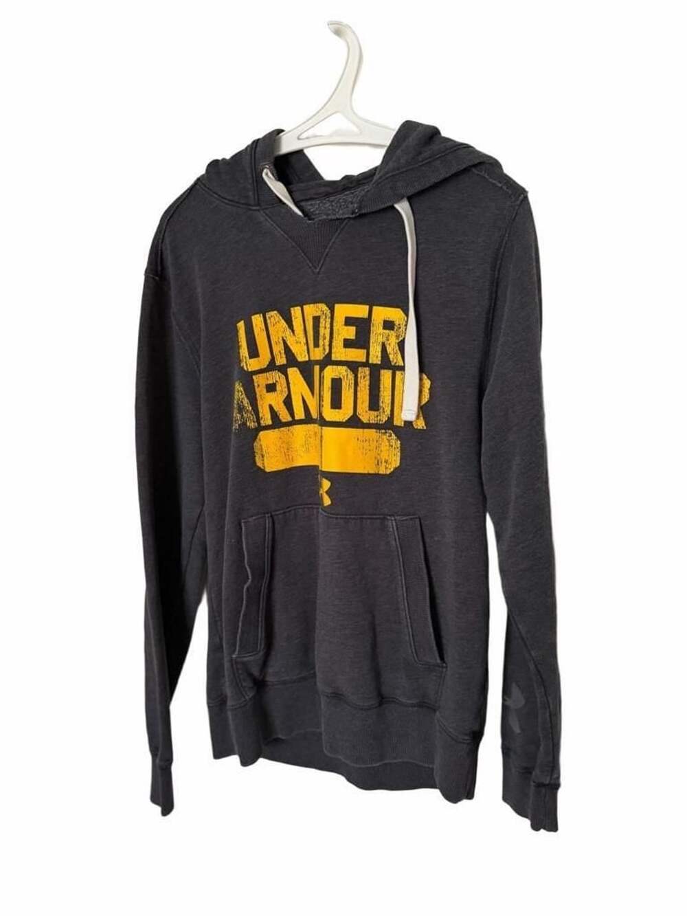 Under Armour ColdGear Loose V-Neck Graphic Hoodie Charcoal Grey Yellow Size S